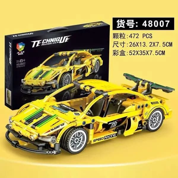 Klocki Samochód Wyścigowy Żółty 472PCS JIJILE Technique