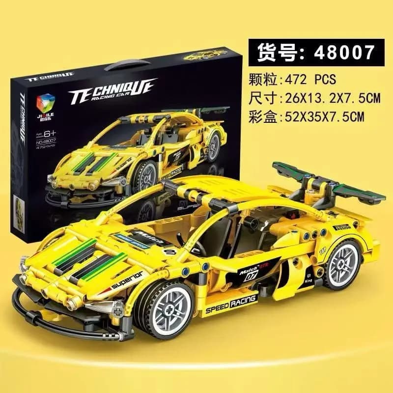 Klocki Samochód Wyścigowy Żółty 472PCS JIJILE Technique