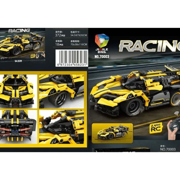 Klocki Samochód Wyścigowy 372PCS z Pilotem RC JIOILE Żółty