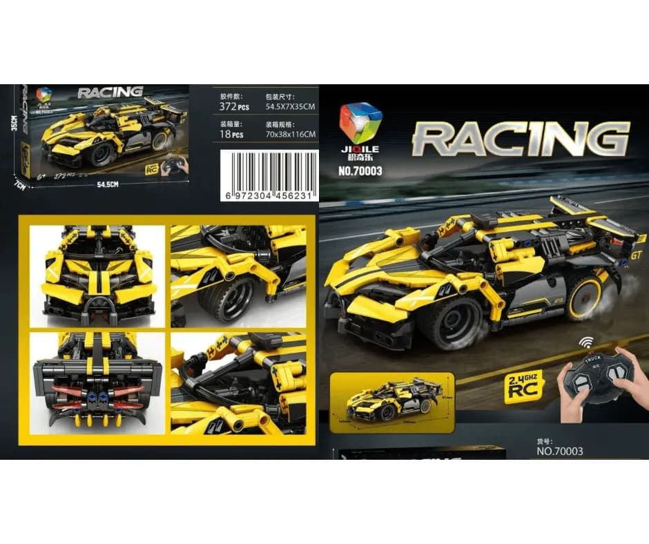 Klocki Samochód Wyścigowy 372PCS z Pilotem RC JIOILE Żółty
