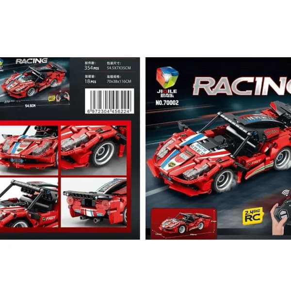 Klocki Samochód Wyścigowy 354PCS z Pilotem RC JIQILE Czerwony