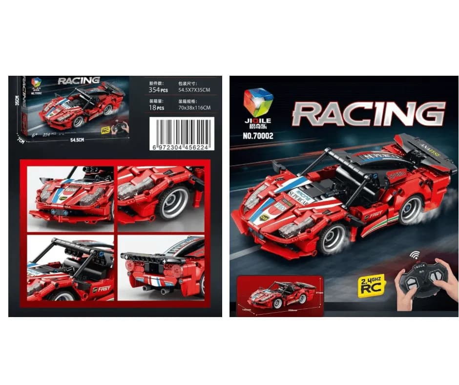 Klocki Samochód Wyścigowy 354PCS z Pilotem RC JIQILE Czerwony