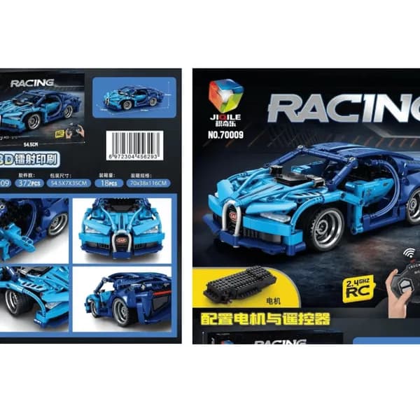 Klocki Samochód Wyścigowy 372PCS z Pilotem RC JIQILE Niebieski
