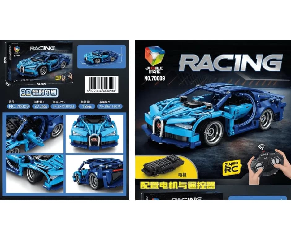 Klocki Samochód Wyścigowy 372PCS z Pilotem RC JIQILE Niebieski