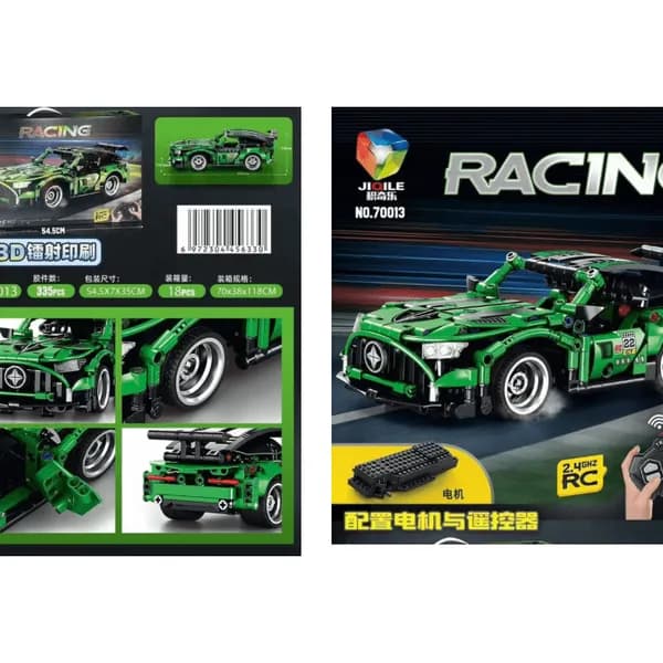 Klocki Samochód Wyścigowy 335PCS z Pilotem RC JIQILE Zielony