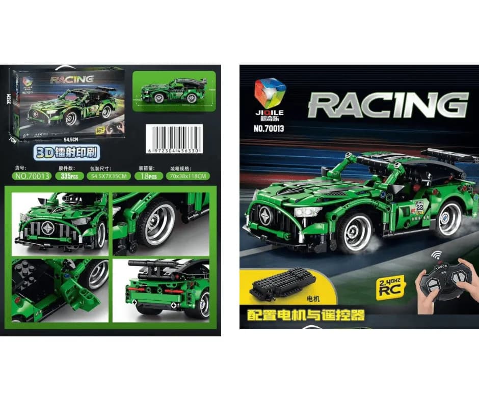 Klocki Samochód Wyścigowy 335PCS z Pilotem RC JIQILE Zielony