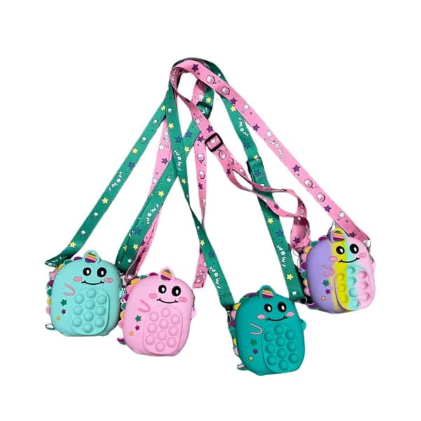 Torebka dla Dzieci Silikonowa Pop-it Dinozaur Mix Kolorów