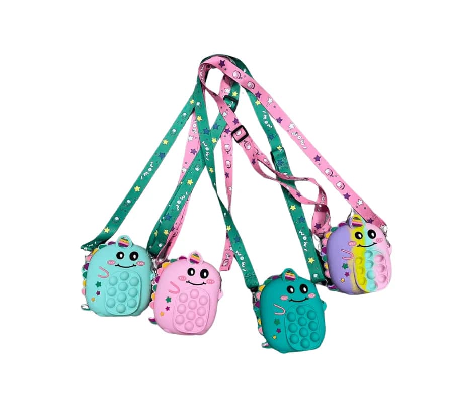 Torebka dla Dzieci Silikonowa Pop-it Dinozaur Mix Kolorów