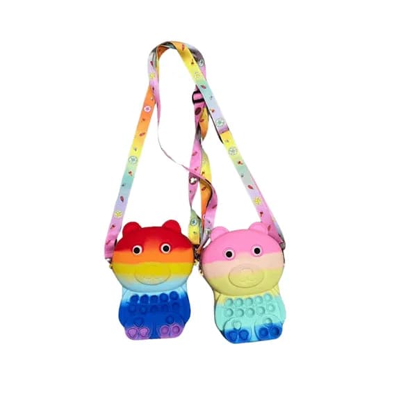 Torebka dla Dzieci Pop It Silikonowa Miś Tęczowa Mix 12 szt.