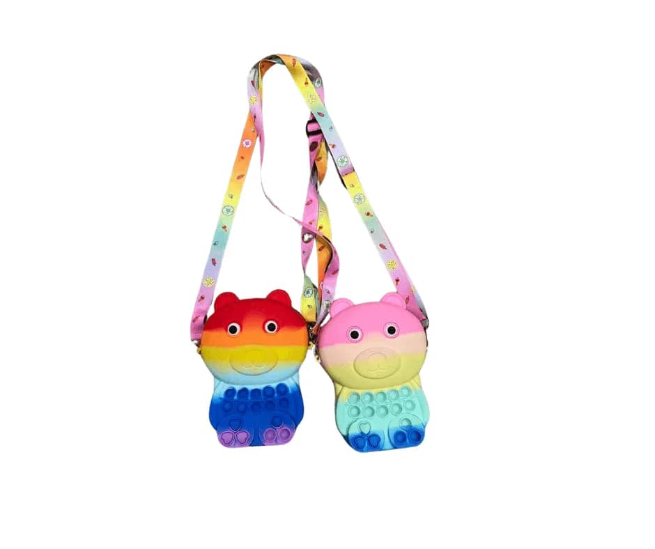 Torebka dla Dzieci Pop It Silikonowa Miś Tęczowa Mix 12 szt.