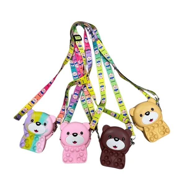 Torebka dla Dzieci Silikonowa Pop It Miś Mix Kolorów 12szt