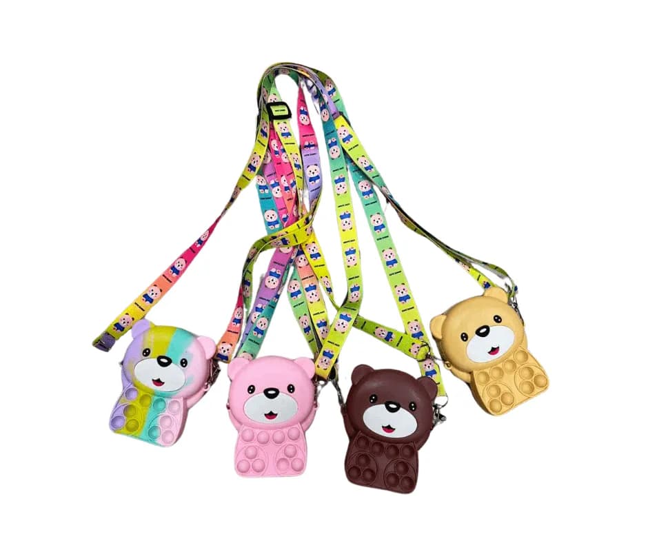 Torebka dla Dzieci Silikonowa Pop It Miś Mix Kolorów 12szt