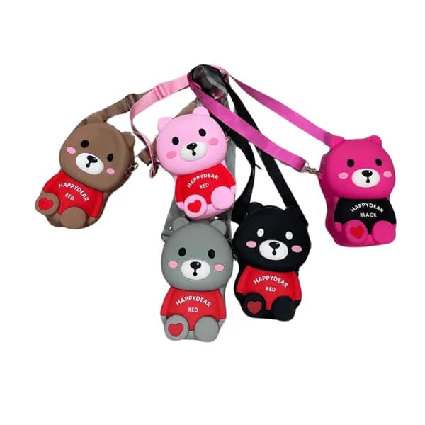 Silikonowa Torebka dla Dzieci Miś HAPPYDEAR - Mix Kolorów 12 szt.