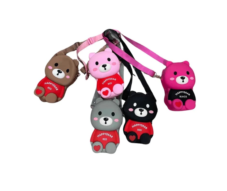 Silikonowa Torebka dla Dzieci Miś HAPPYDEAR - Mix Kolorów 12 szt.