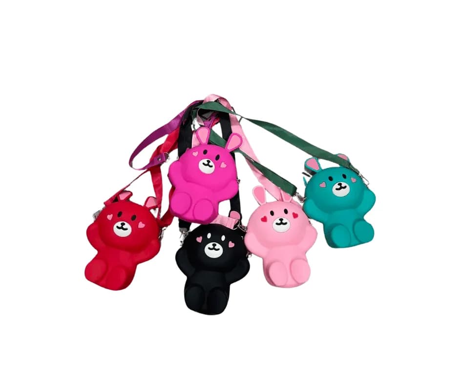 Torebka dla Dzieci Silikonowa Miś Królik Mix Kolorów 12 szt