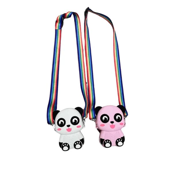 Silikonowa Torebka dla Dzieci Panda z Tęczowym Paskiem - Mix Kolorów