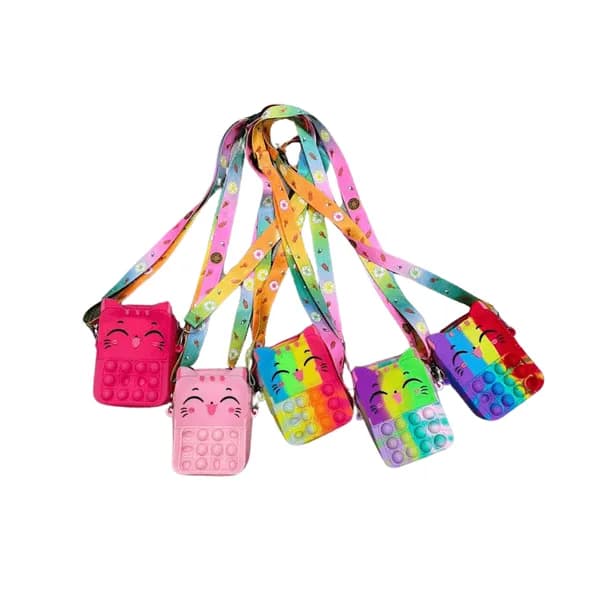 Torebka dla Dzieci Pop It Silikonowa Kotek Mix Kolorów 12szt