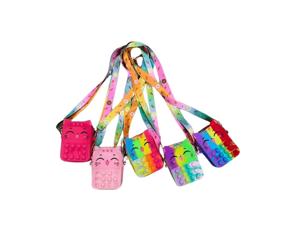 Torebka dla Dzieci Pop It Silikonowa Kotek Mix Kolorów 12szt