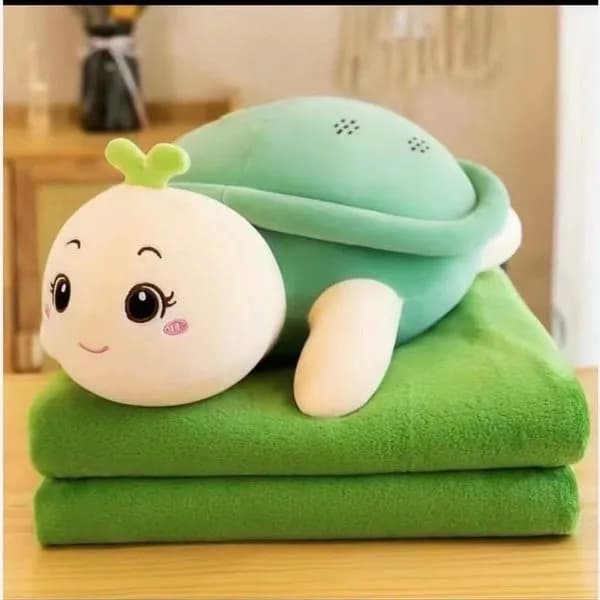 Maskotka na Kocyk Żółw z Listkiem, Zielony Pluszowy Zestaw 2w1