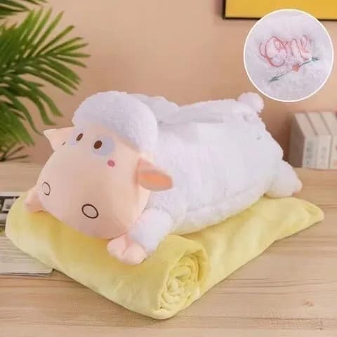 Maskotka na Kocyk Owca Biała z Żółtym Kocem 2w1