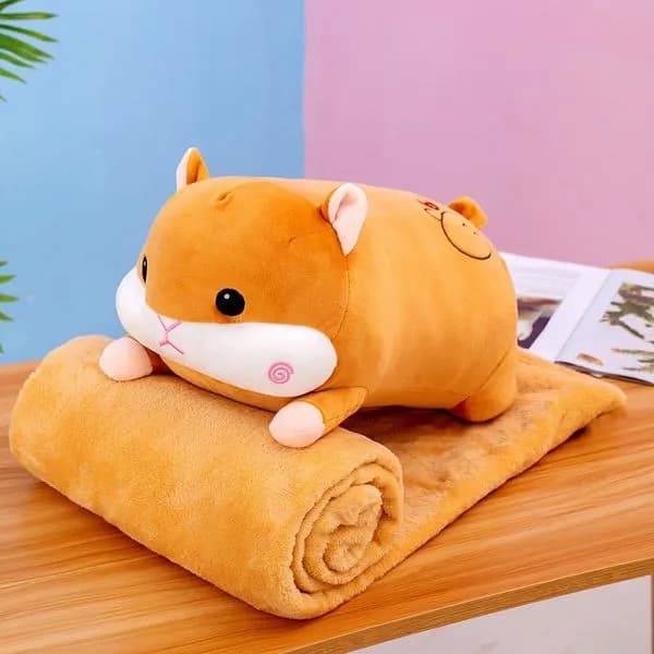 Maskotka Na Kocyk Chomik Pomarańczowy Pluszowy Zestaw