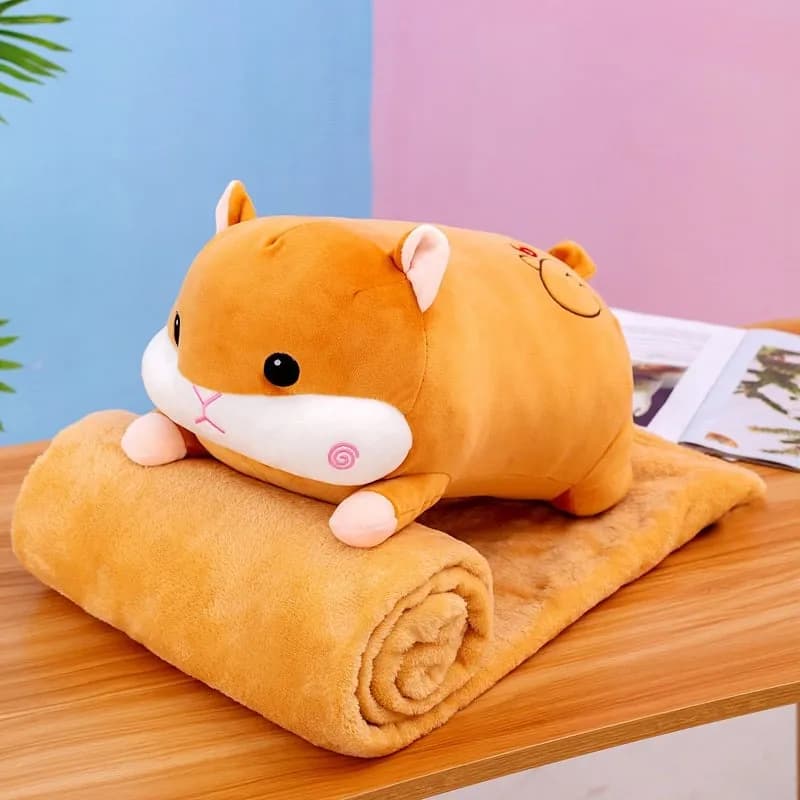 Maskotka Na Kocyk Chomik Pomarańczowy Pluszowy Zestaw