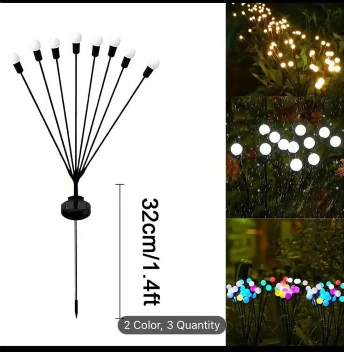 Lampka Dekoracja Solarna Ogrodowa 32cm 8 LED - Zestaw 6 szt.