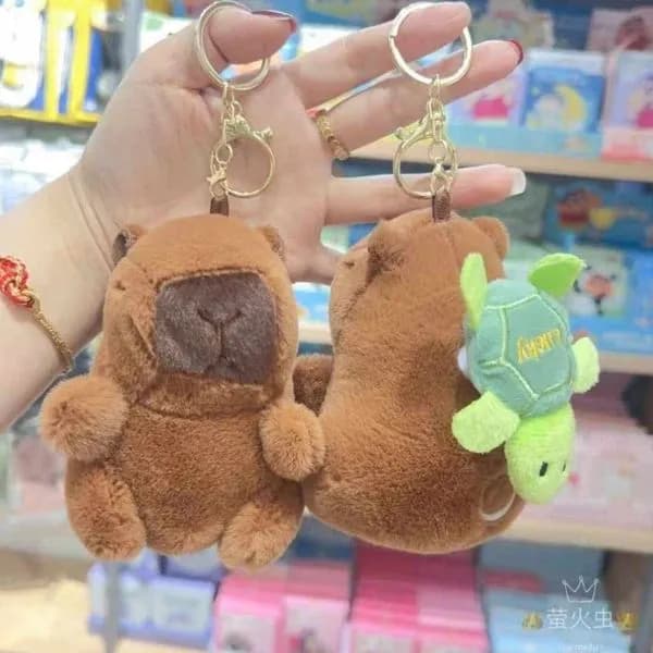 Brelok do Kluczy Pluszowa Kapibara z Żółwiem Mix 12szt