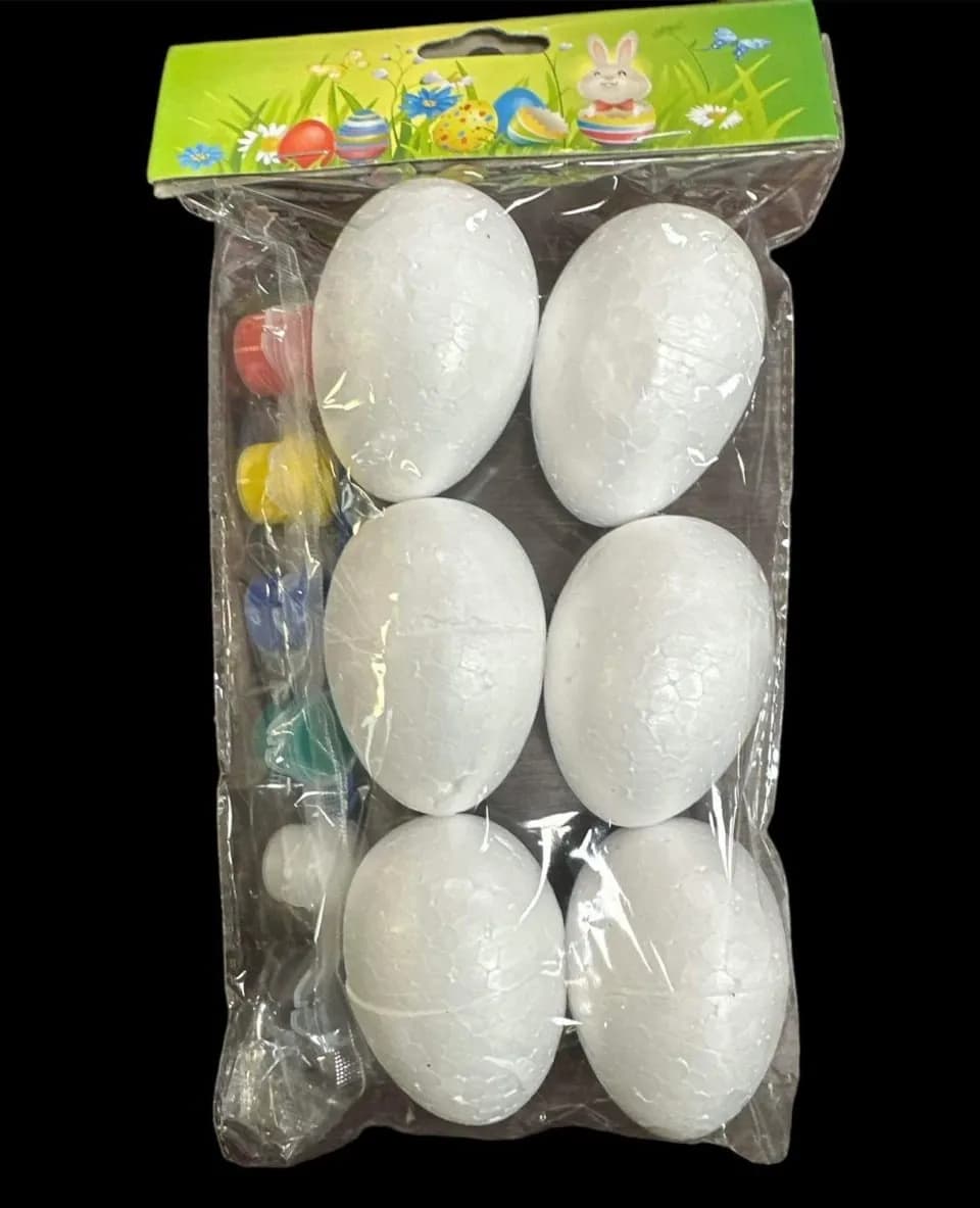 Dekoracja Wielkanoc - Zestaw Jajka Styropianowe z Farbkami 6 szt.
