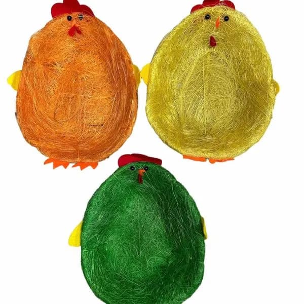 Dekoracja Wielkanoc Kura z Sizalu Mix Kolorów 12 szt.
