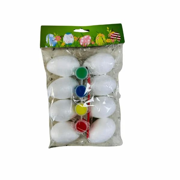 Dekoracja Wielkanoc Zestaw 8 Jajek Styropianowych z Farbami PK14758