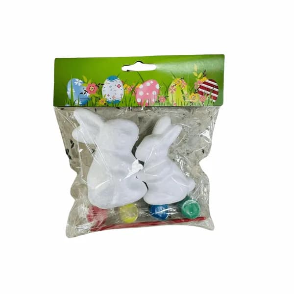 Dekoracja Wielkanoc Zestaw DIY Zające Styropianowe z Farbami