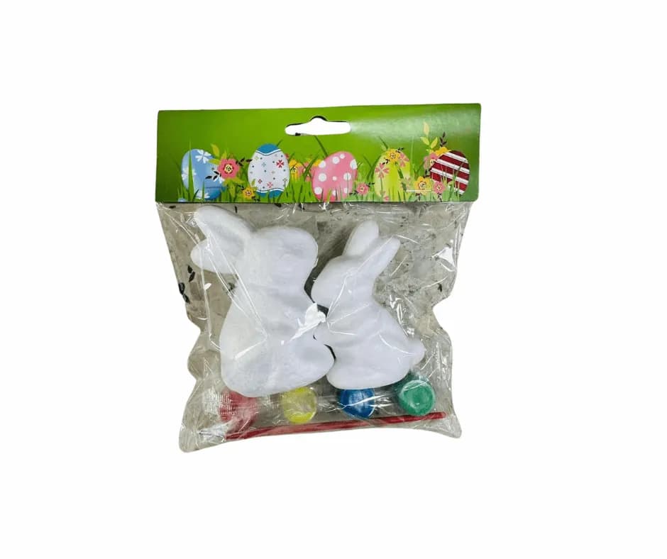 Dekoracja Wielkanoc Zestaw DIY Zające Styropianowe z Farbami