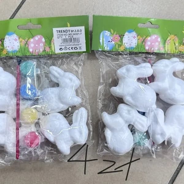 Dekoracja Wielkanoc Zestaw DIY Zające Styropianowe z Farbami
