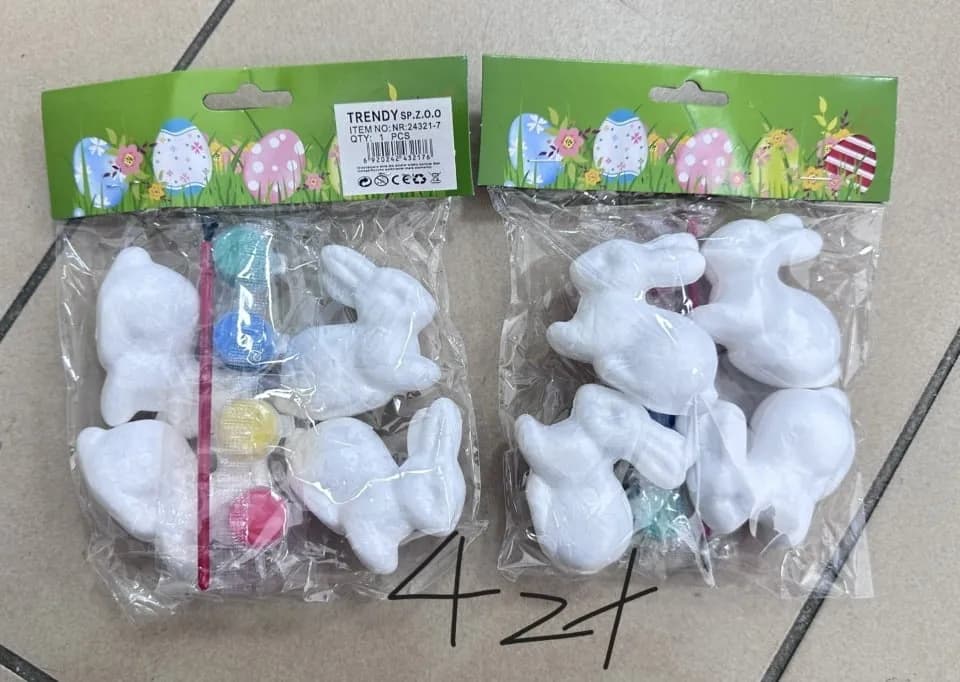 Dekoracja Wielkanoc Zestaw DIY Zające Styropianowe z Farbami