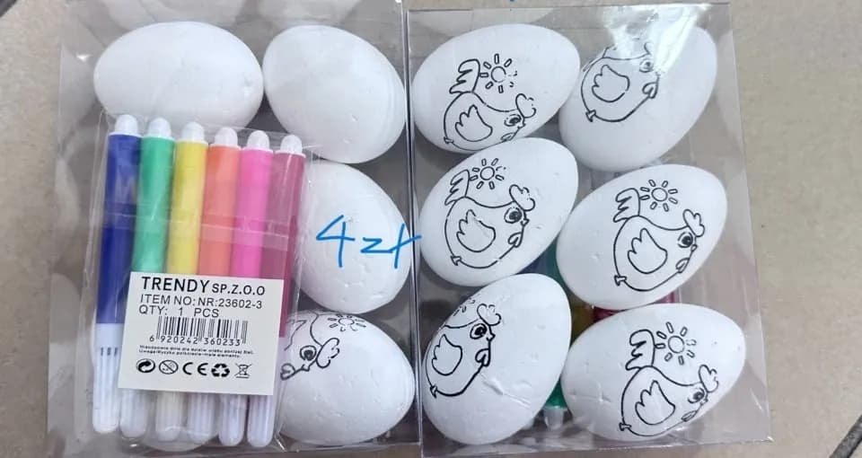 Dekoracja Wielkanoc Jajka do Malowania z Pisakami 11szt
