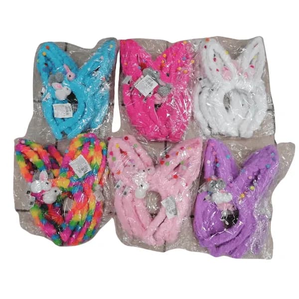 Świecąca Opaska na Głowę Uszy Królika Pluszowa LED Mix 20 szt.