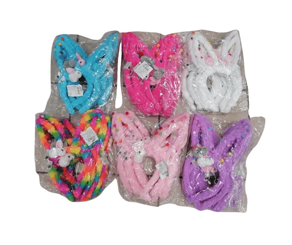 Świecąca Opaska na Głowę Uszy Królika Pluszowa LED Mix 20 szt.