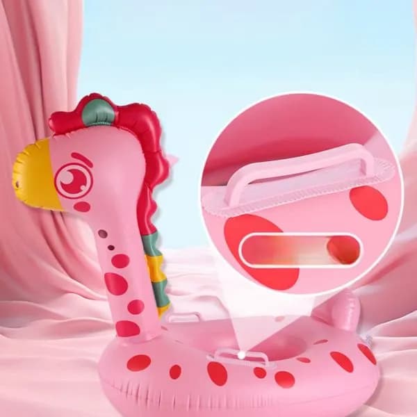 Koło do pływania z siedziskiem i uchwytami, różowa żyrafa