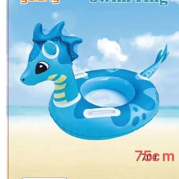 Koło do Pływania z Siedziskiem 75cm Konik Morski Niebieskie