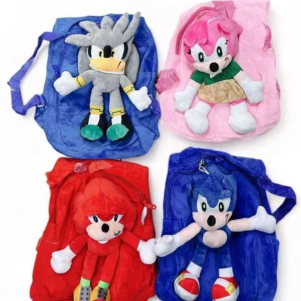 Plecak Sonic pluszowy z maskotką 3D mix wzorów 6 szt