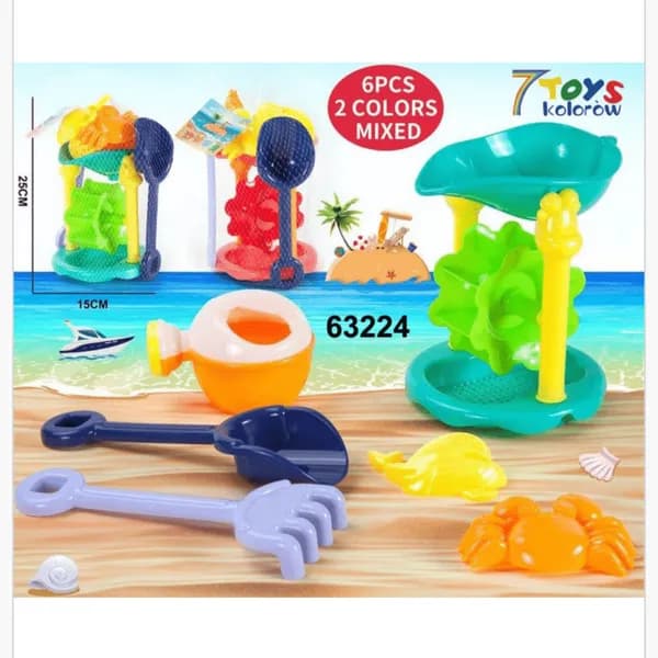 Zabawka Plażowa Zestaw z Młynkiem Wodnym 25cm 7 TOYS