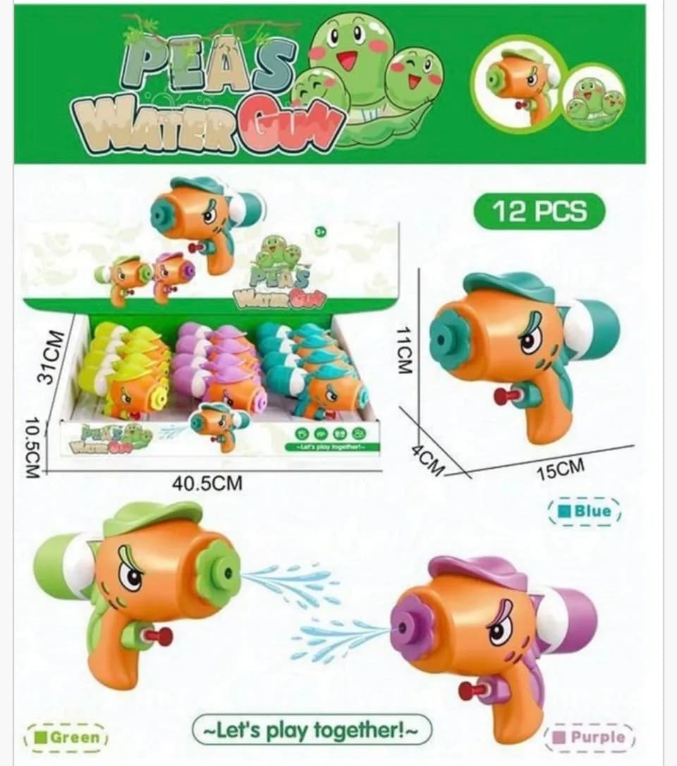 Pistolety na wodę Peas Water Gun 15cm - zestaw 12 sztuk