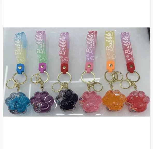 Brelok do Kluczy Łapka z Brokatem i Paskiem Bubble 12szt