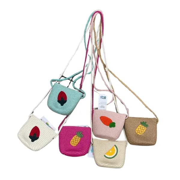 Torebka dla Dzieci Pleciona z Owocami Mix Kolorów 12 szt.