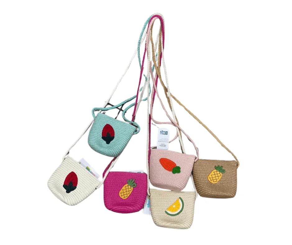 Torebka dla Dzieci Pleciona z Owocami Mix Kolorów 12 szt.