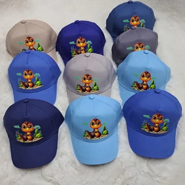 Czapka dla Dzieci z Dinozaurem, Bejsbolówka Mix Kolorów 10 szt.