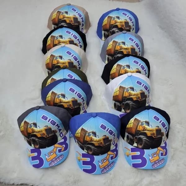Czapka dla Dzieci Bigma z Daszkiem, Wzór Ciężarówka, Mix Kolorów