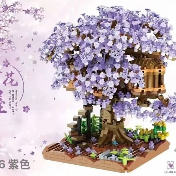 Zabawki Klocki dla Dzieci Drzewo Wiśniowe Sakura Fioletowe 32076