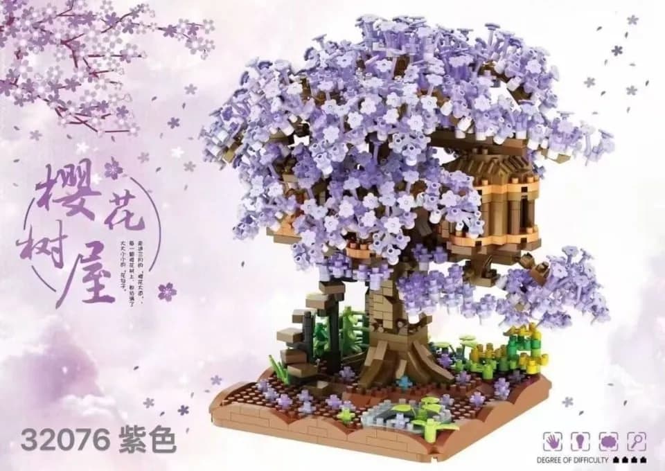 Zabawki Klocki dla Dzieci Drzewo Wiśniowe Sakura Fioletowe 32076